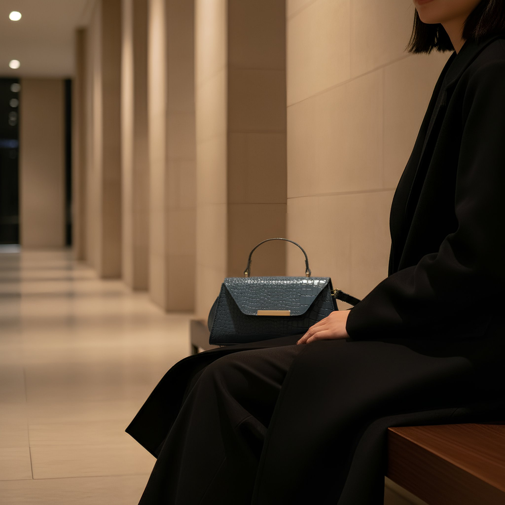 SÉLINA - Embossed Croc Mini Bag