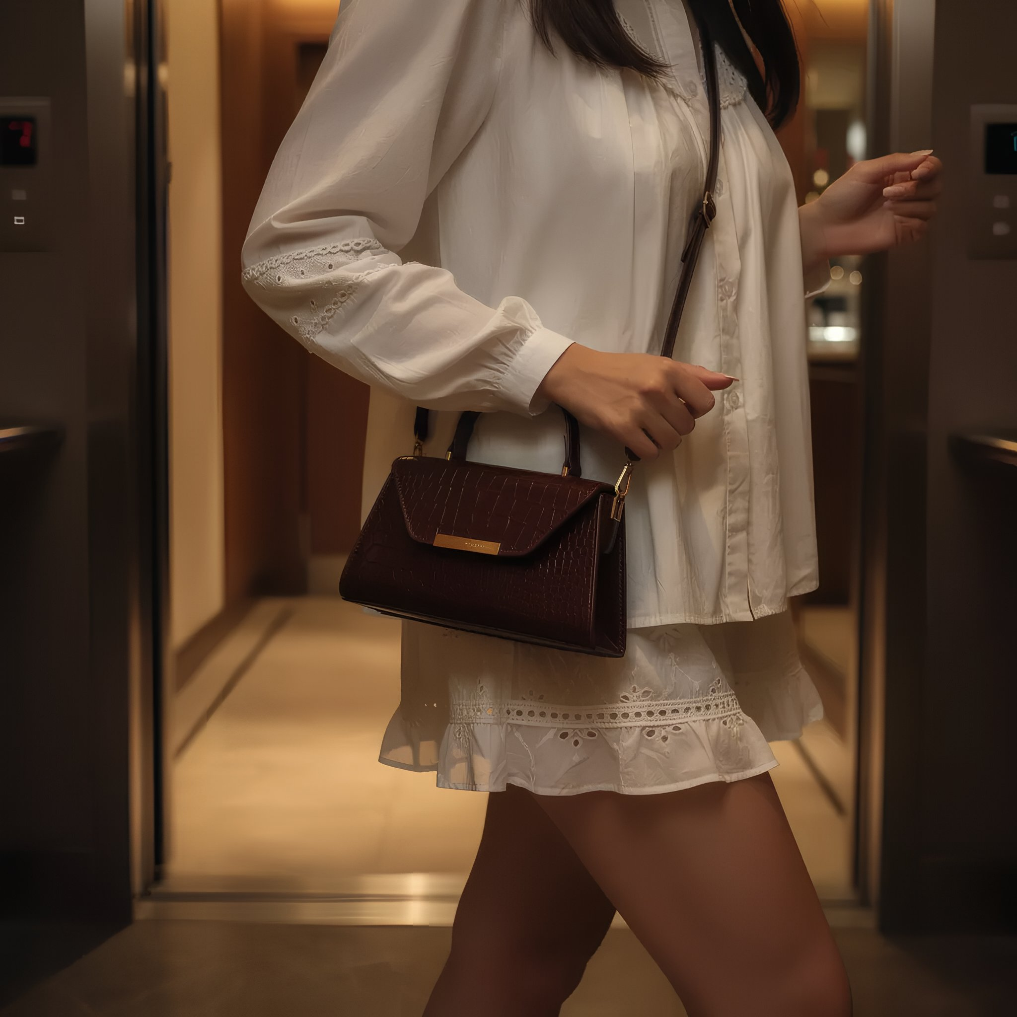 SÉLINA - Embossed Croc Mini Bag