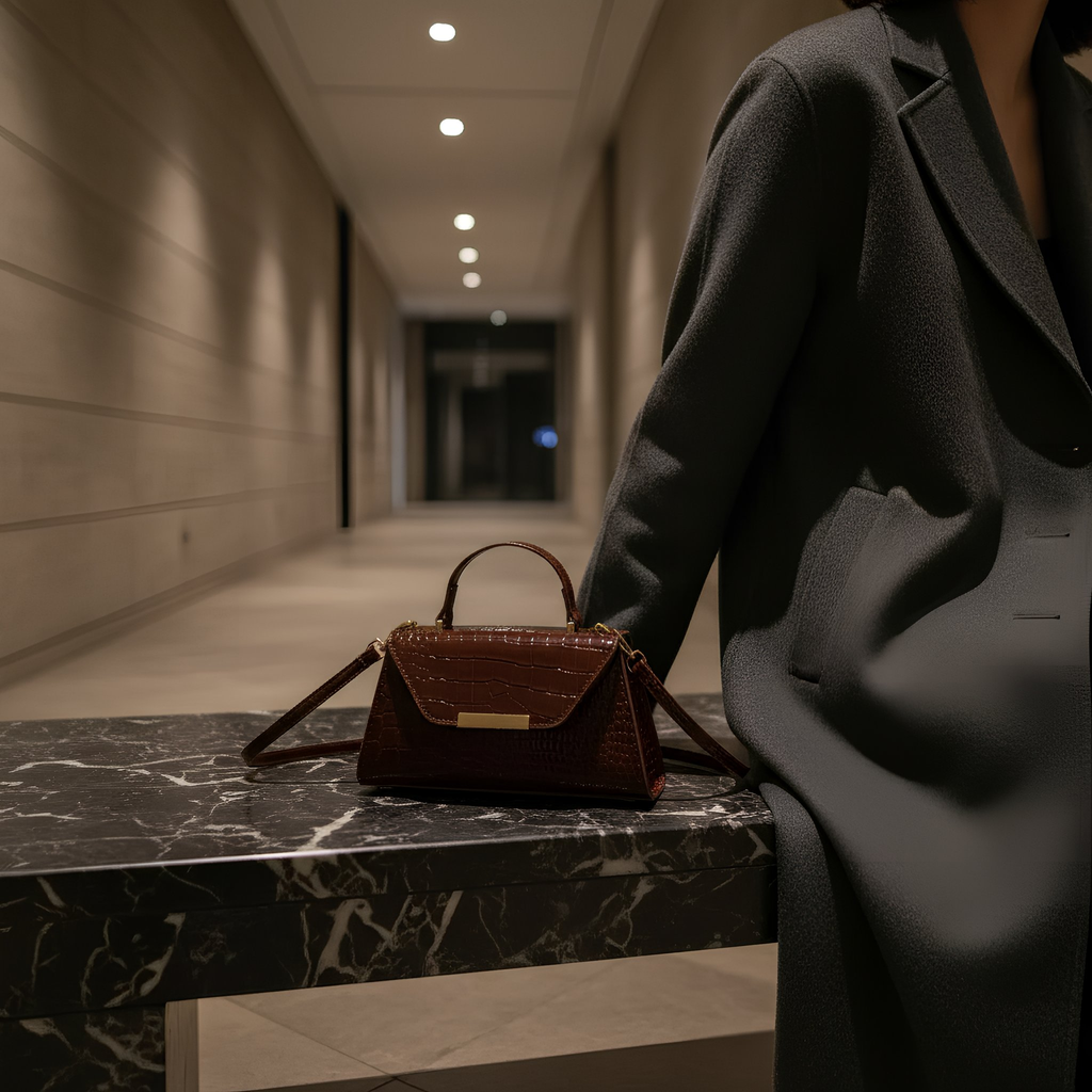 SÉLINA - Embossed Croc Mini Bag