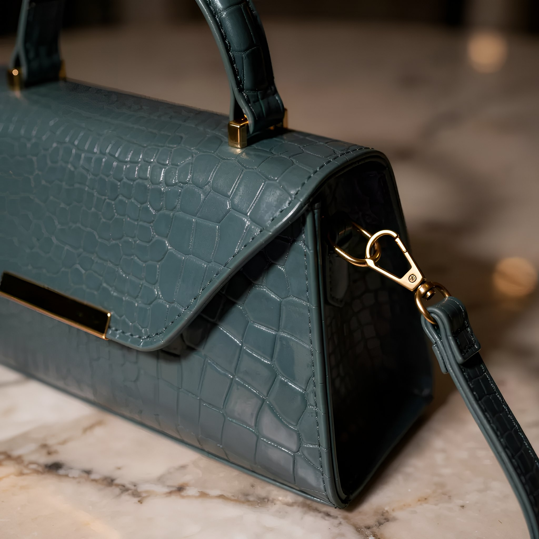 SÉLINA - Embossed Croc Mini Bag