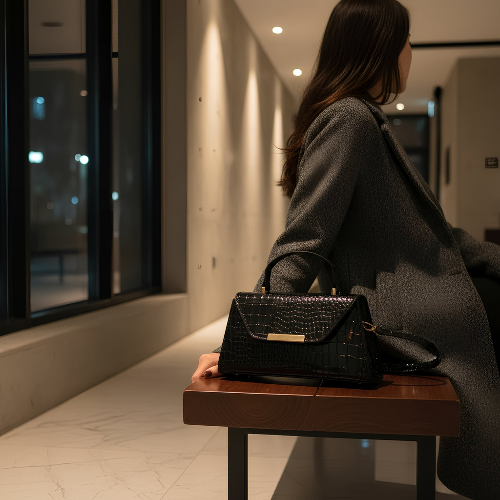 SÉLINA - Embossed Croc Mini Bag