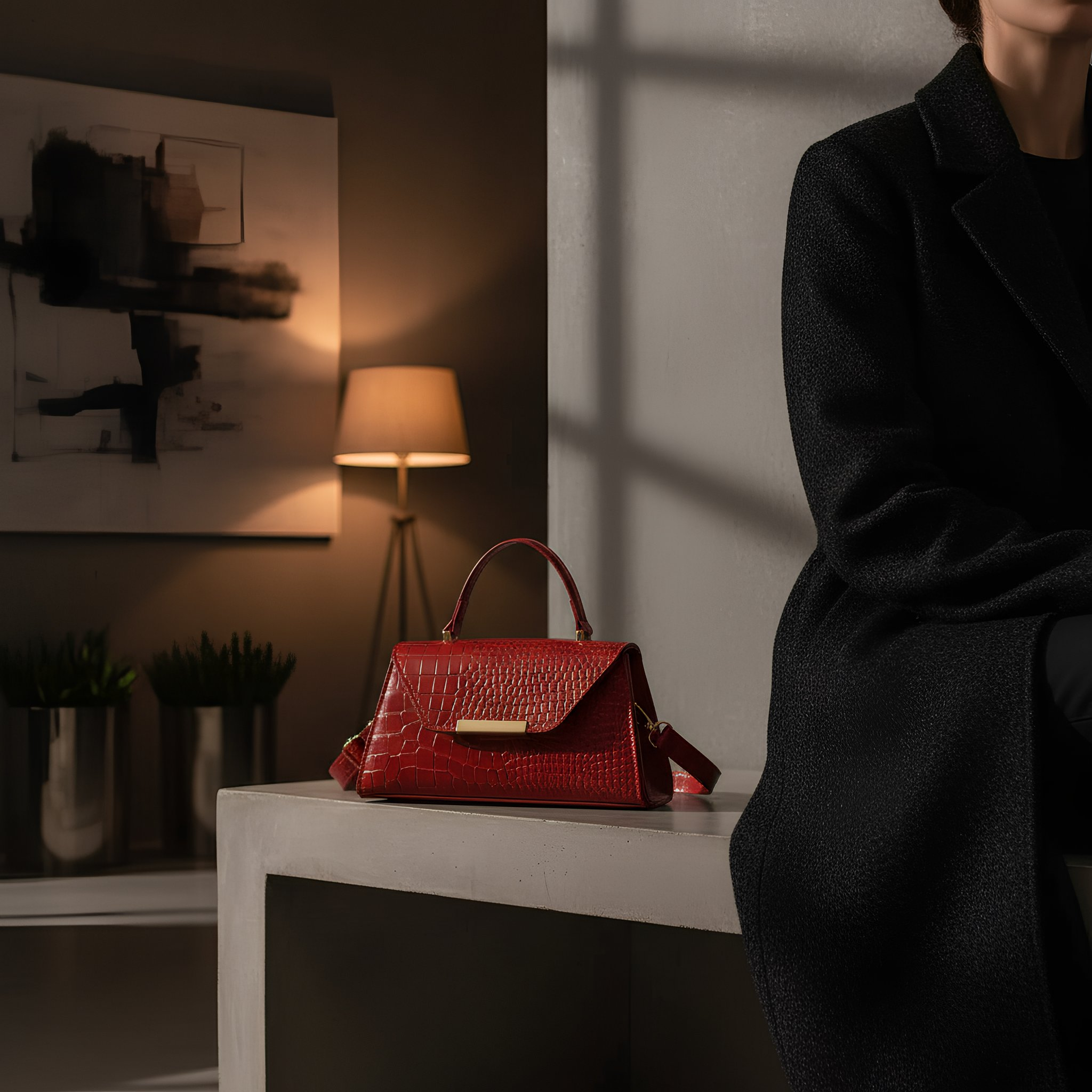 SÉLINA - Embossed Croc Mini Bag