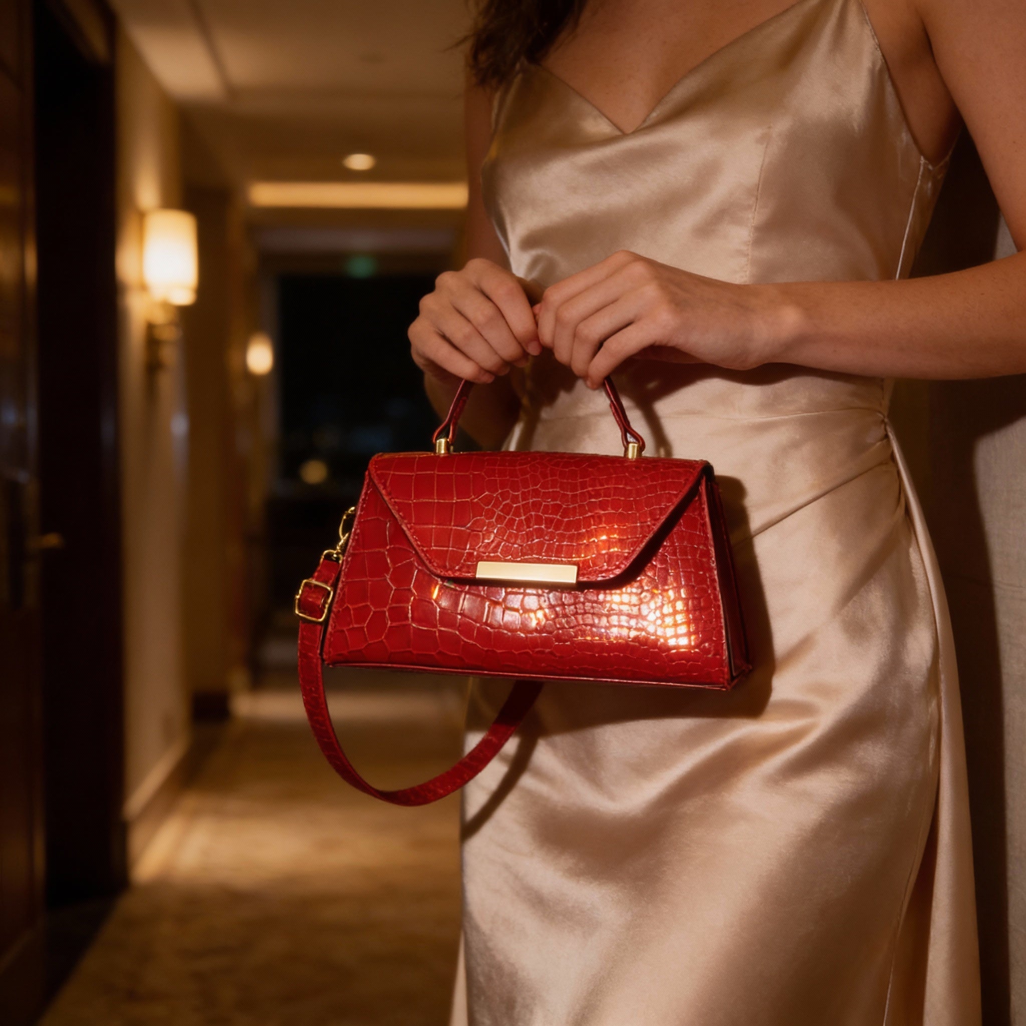 SÉLINA - Embossed Croc Mini Bag