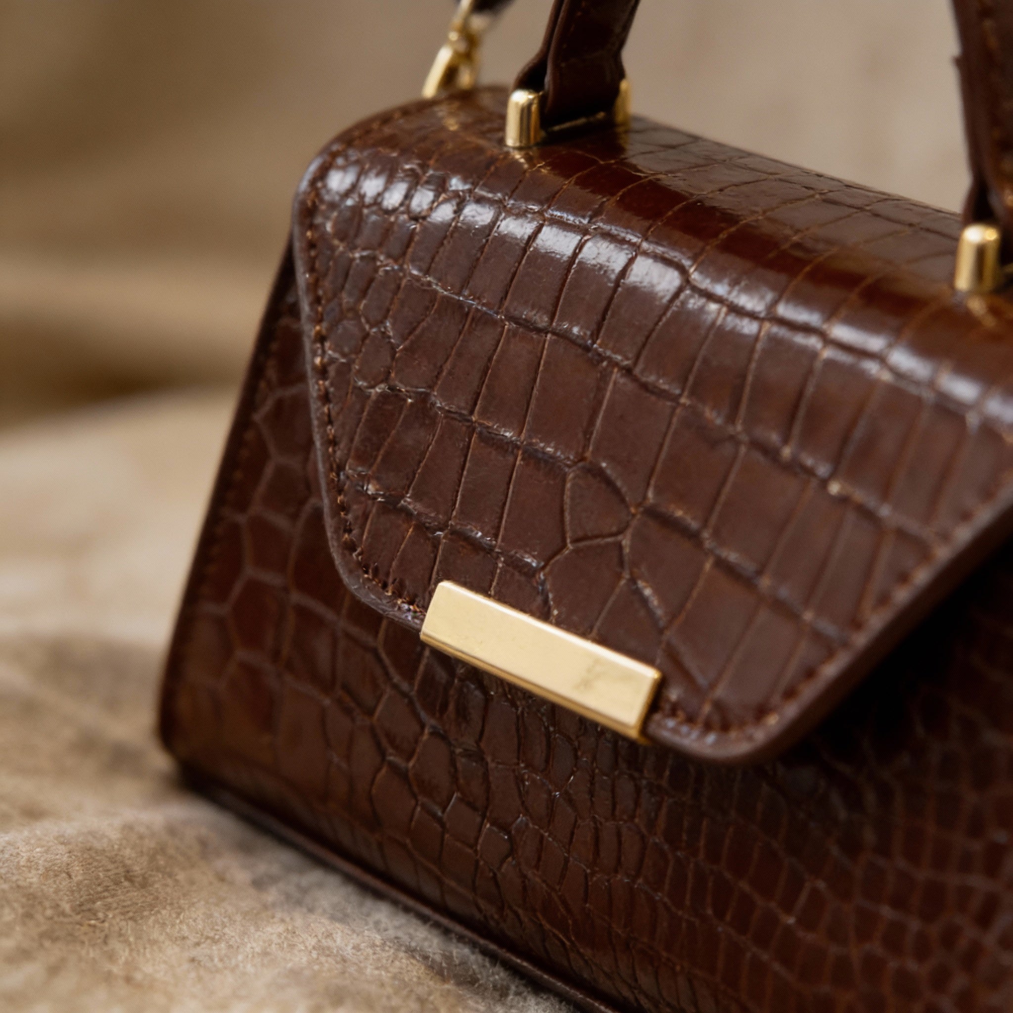 SÉLINA - Embossed Croc Mini Bag